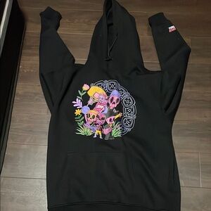 Black Hoodie with Colorful Skull Design